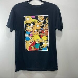 Nickelodeon Graphic T-Shirt Black Cartoon Tee Size Small 90s Retro